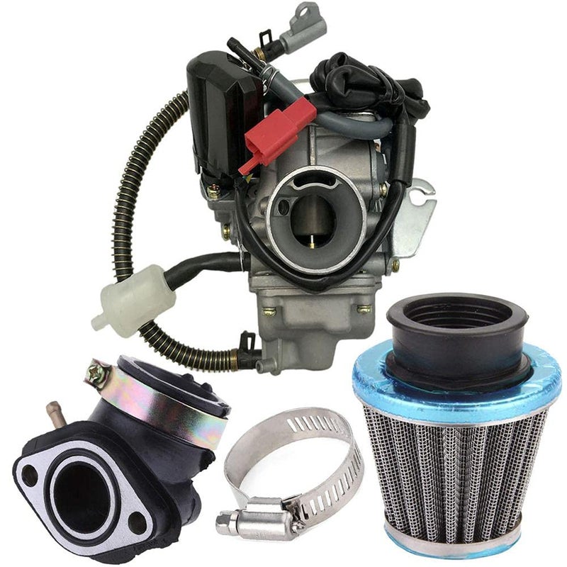 TOPEMAI 150cc Carburetor for GY6 4 Stroke Engines Electric Choke Motorcycle Scooter 152QMJ 157QMI with Intake Manifold - Image 1